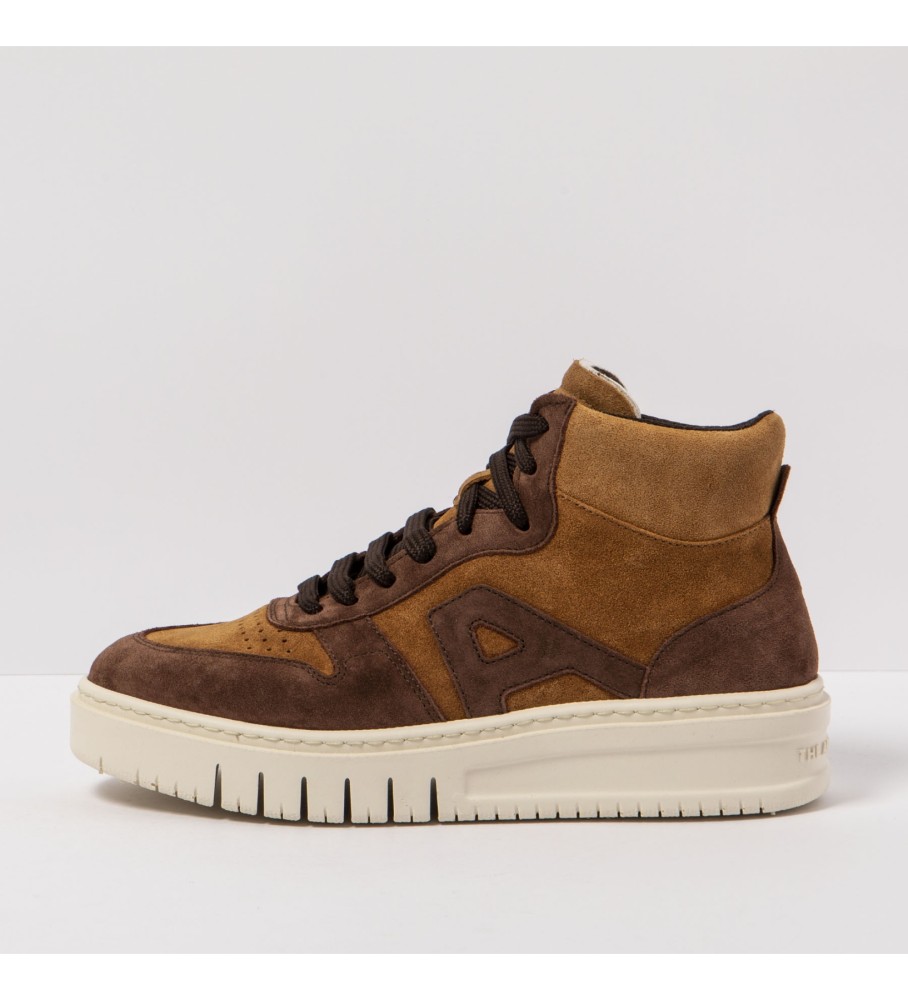 Botas de tornozelo em couro marrom artístico