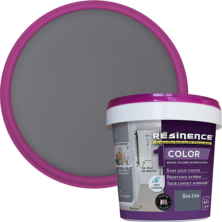 Résine multisupports Résinence Color gris étain satin 500ml