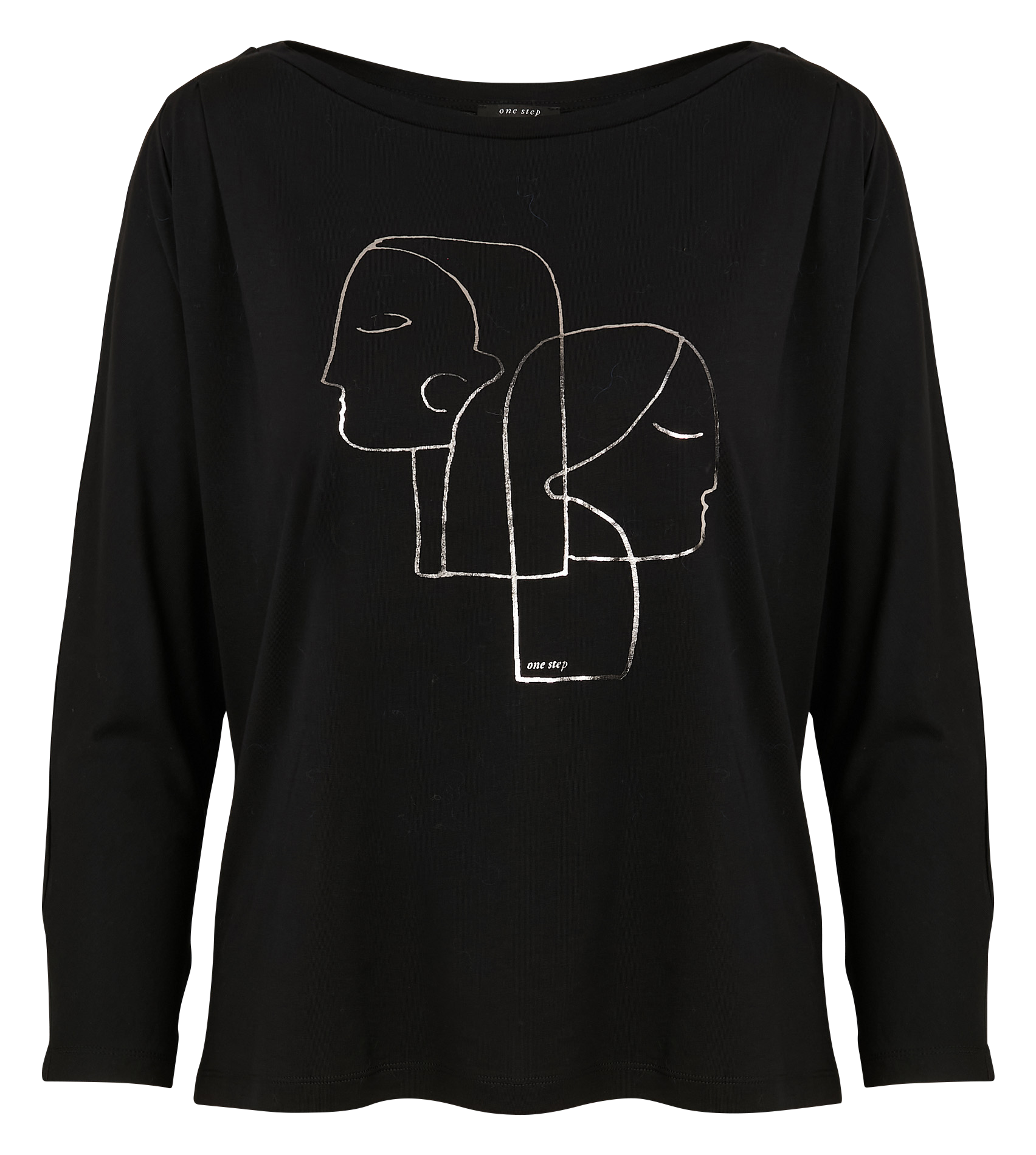 MARNIE - Tee-shirt col bateau en coton mélangé | Noir