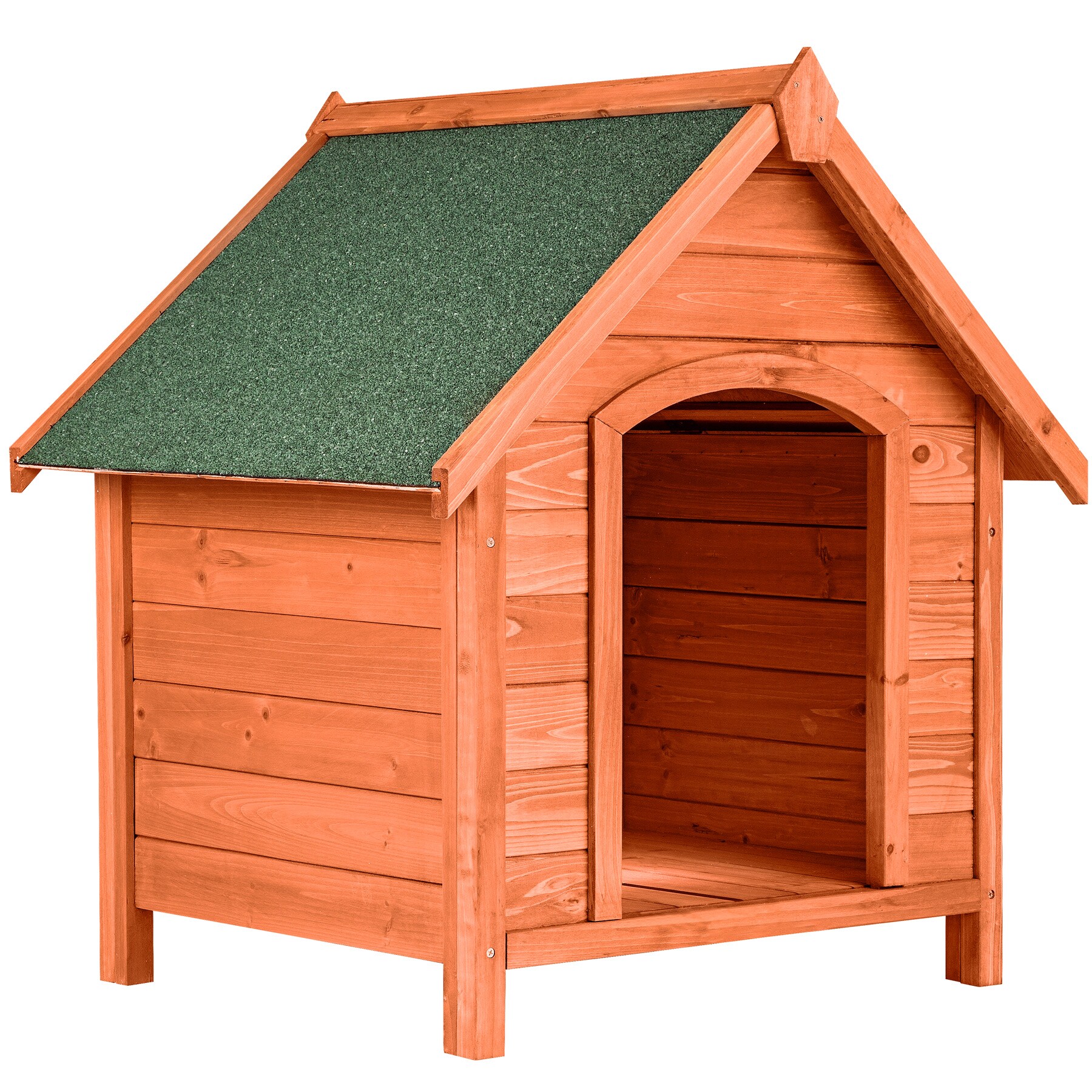 tectake® Hundehütte, aus lasiertem Holz, aufklappbares Spitzdach mit Bitumenoberfläche, 72 x 65 x 83 cm
