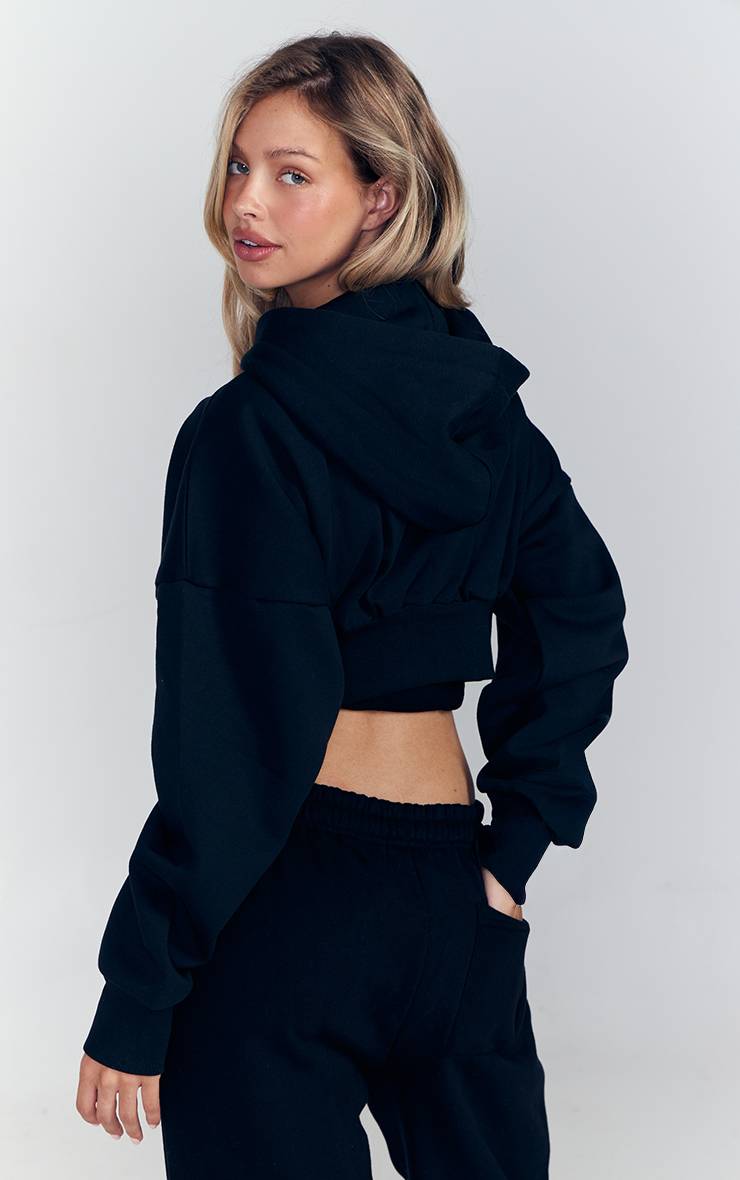 Noir Sweat À Casynthétiqueche Court Zippé
