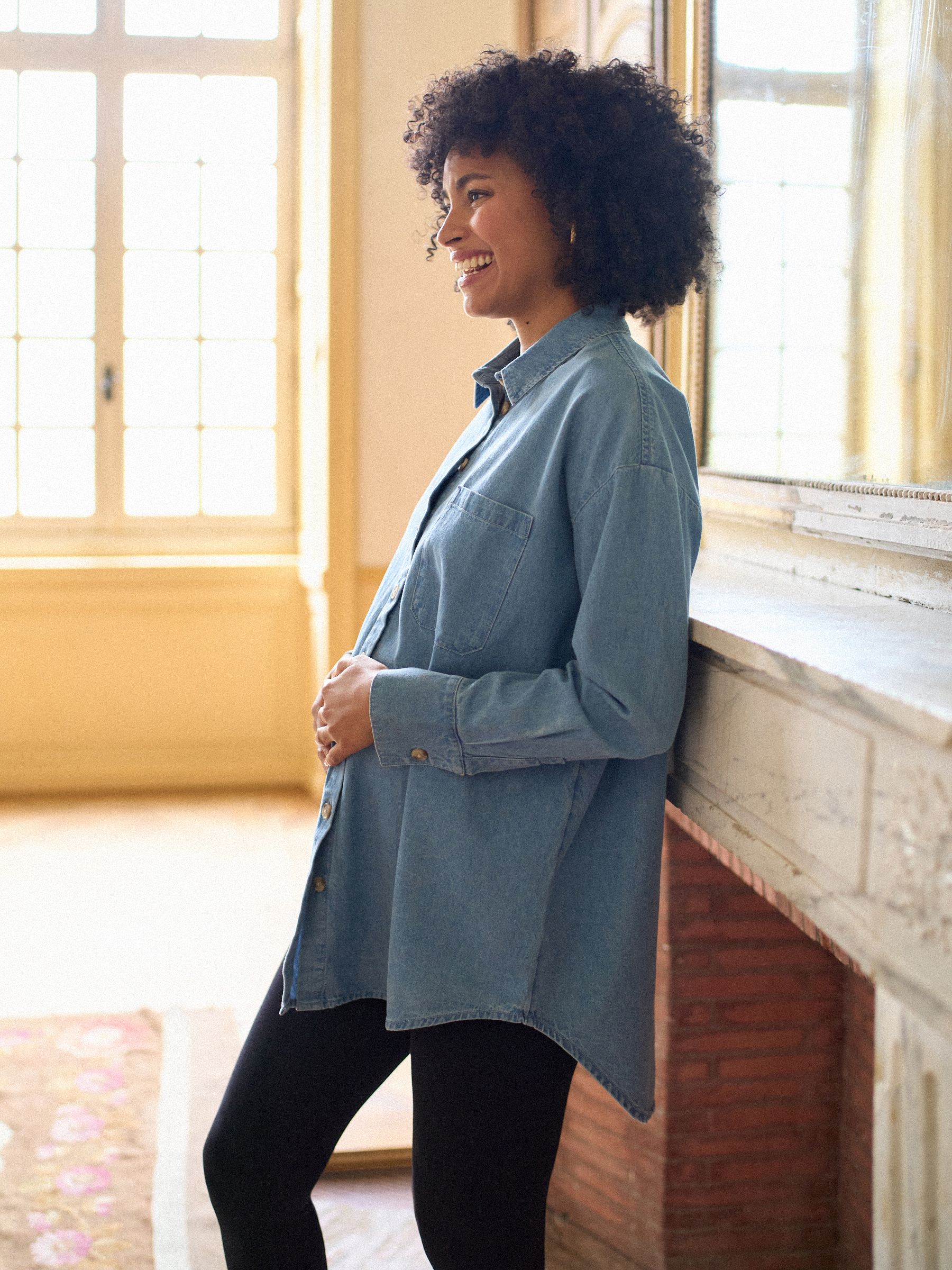 Seraphine Denim Maternity & Nursing Shirt Dress