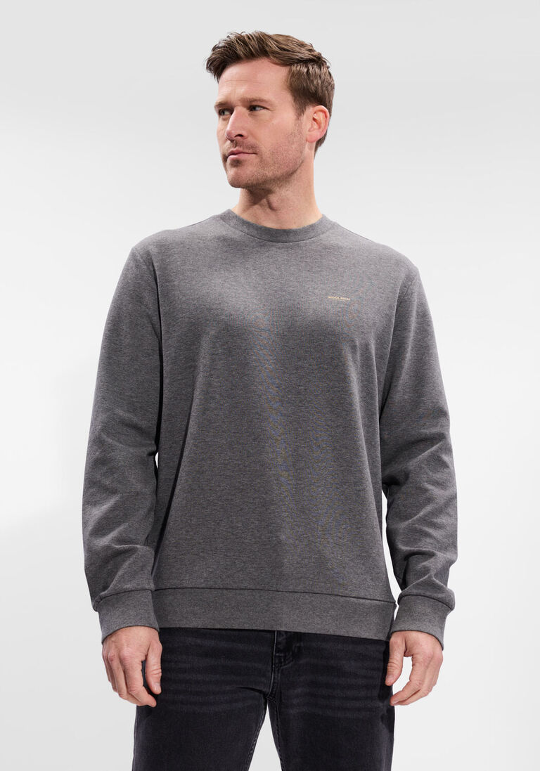donkergrijze woolrich trui logo interlock crewneck