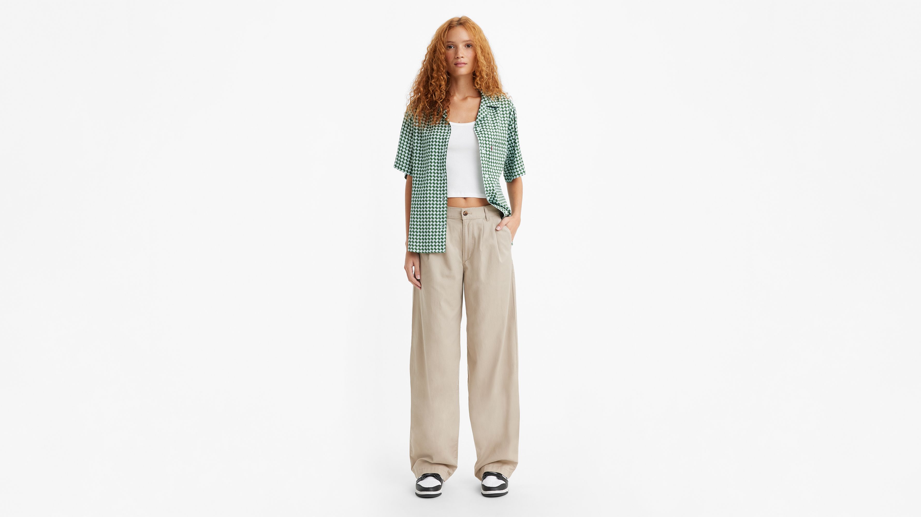 Pantalon à pinces taille haute baggy - Cobblestone - Neutral