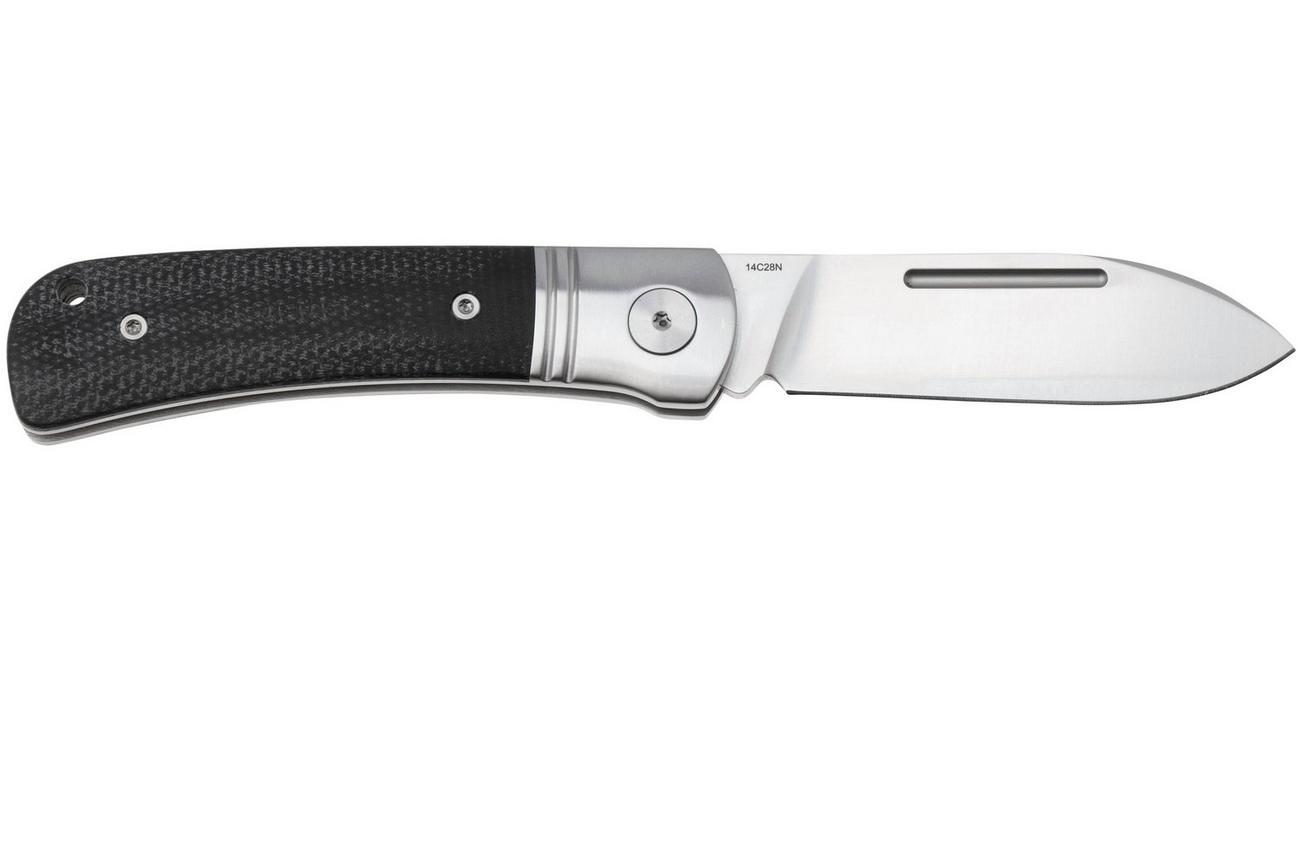 QSP Knife Hedgehog Spear Point 142SP-A, Satin 14C28N, Black Micarta, slipjoint zakmes