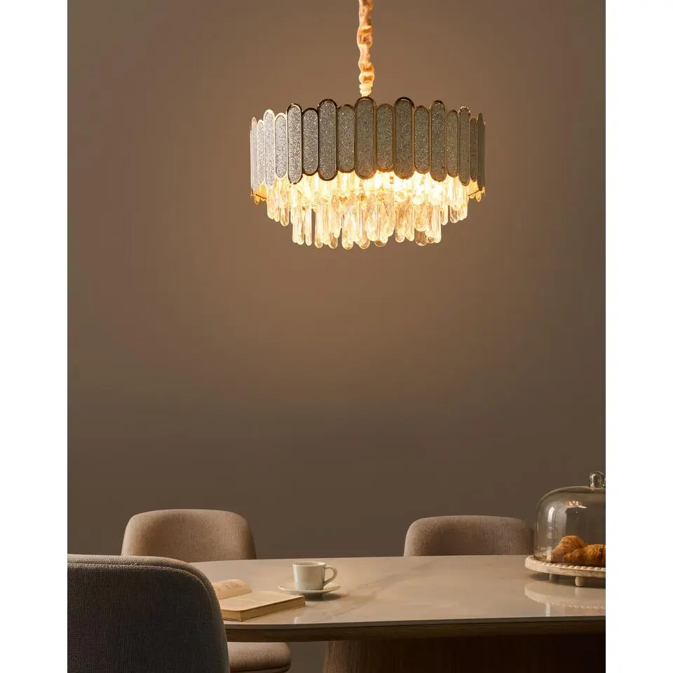 AGUARICO - Kroonluchter - Messing/Transparant - Glas