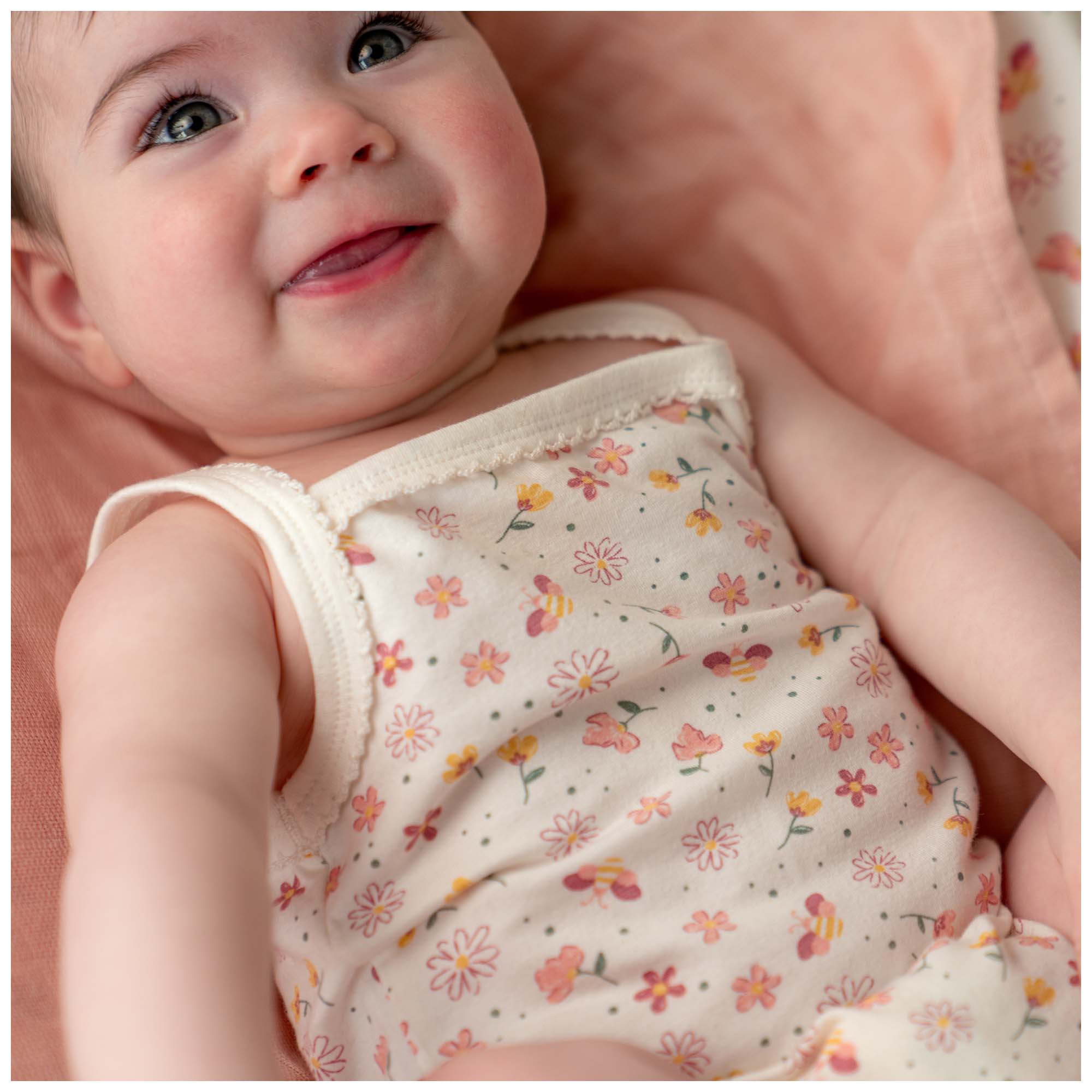 Prénatal romper Bloem spaghettibandjes all over print wit