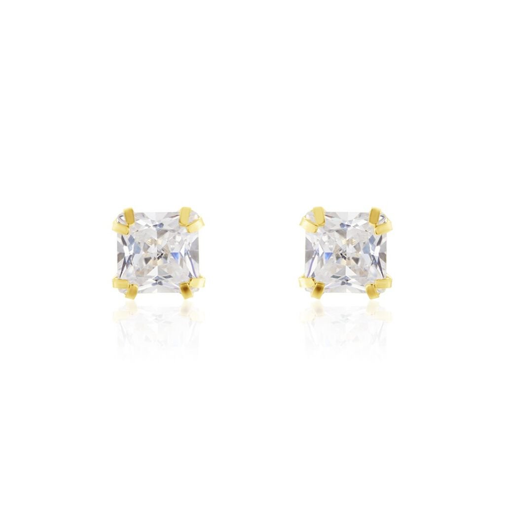 Boucles D'oreilles Puces Or Jaune Doreen Oxydes De Zirconium