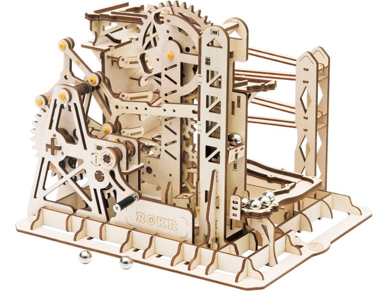 RoboTime Bausatz Marble Explorer Kugelbahn 3D-Puzzle aus lasergeschnittenen Holzteilen