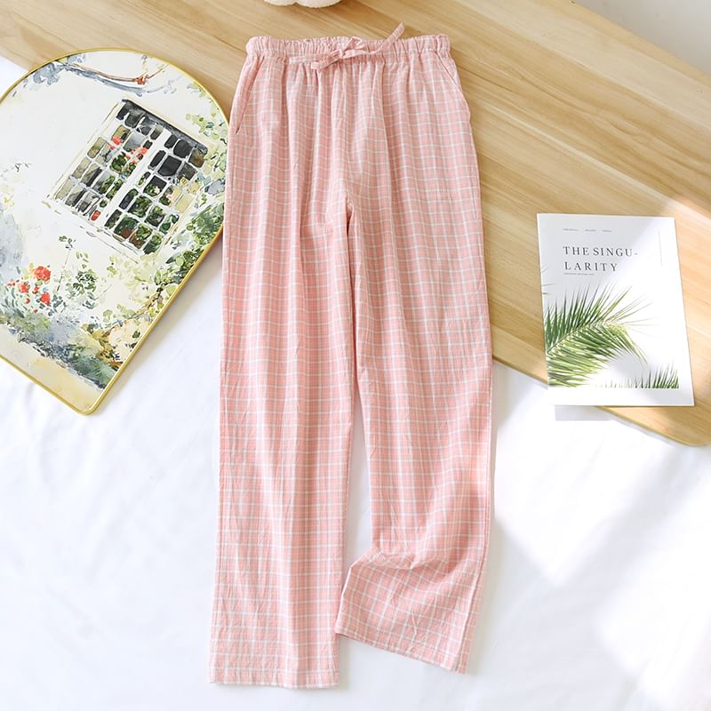 Dogini - Bijpassende pyjamabroek met trekkoord in de taille en ruitmotief (verschillende ontwerpen)
