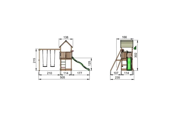 Jungle Gym Club legetårn komplet inkl. swing module xtra ekskl. rutschebane (804-284SB)