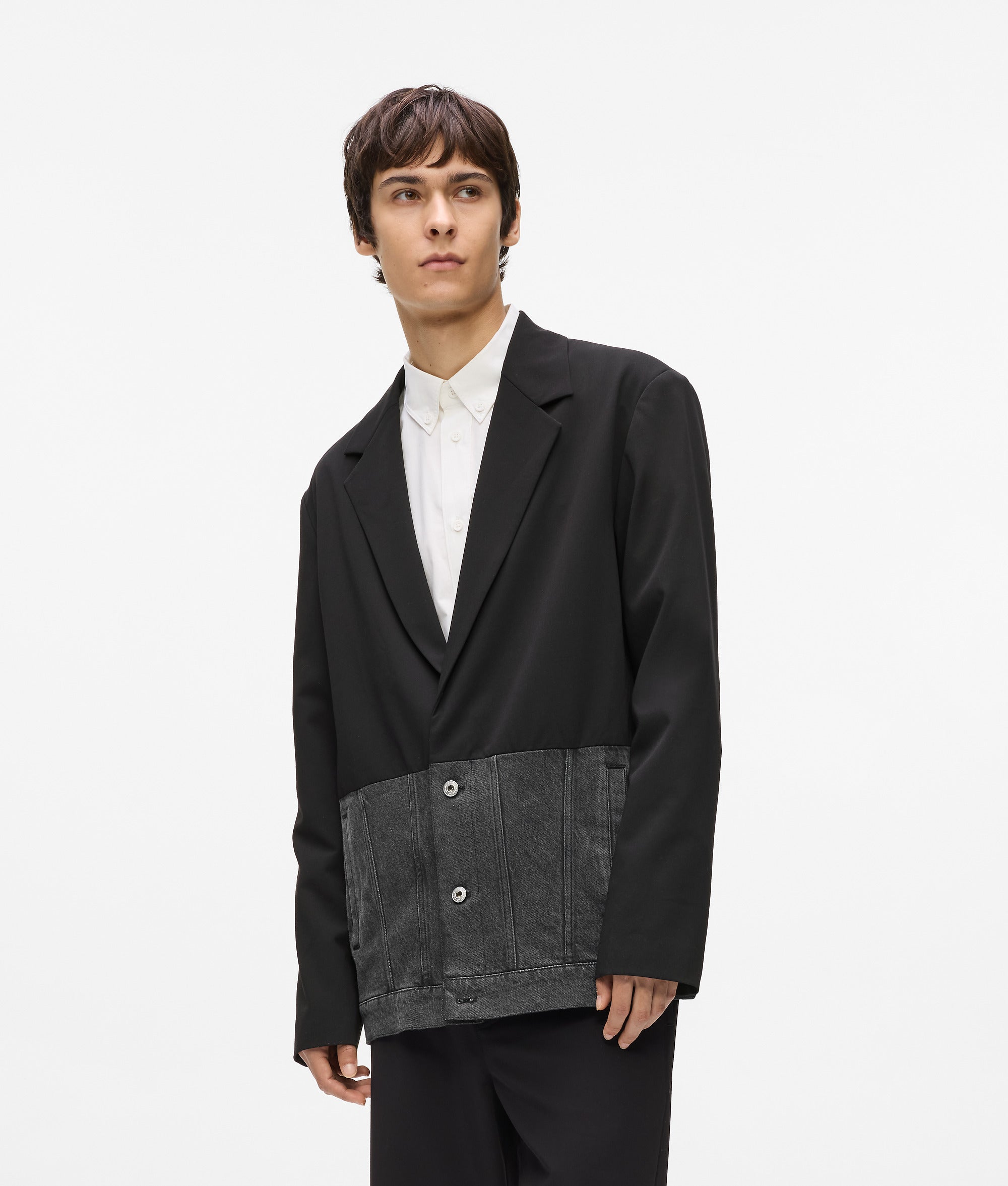Denim blazer met panelen