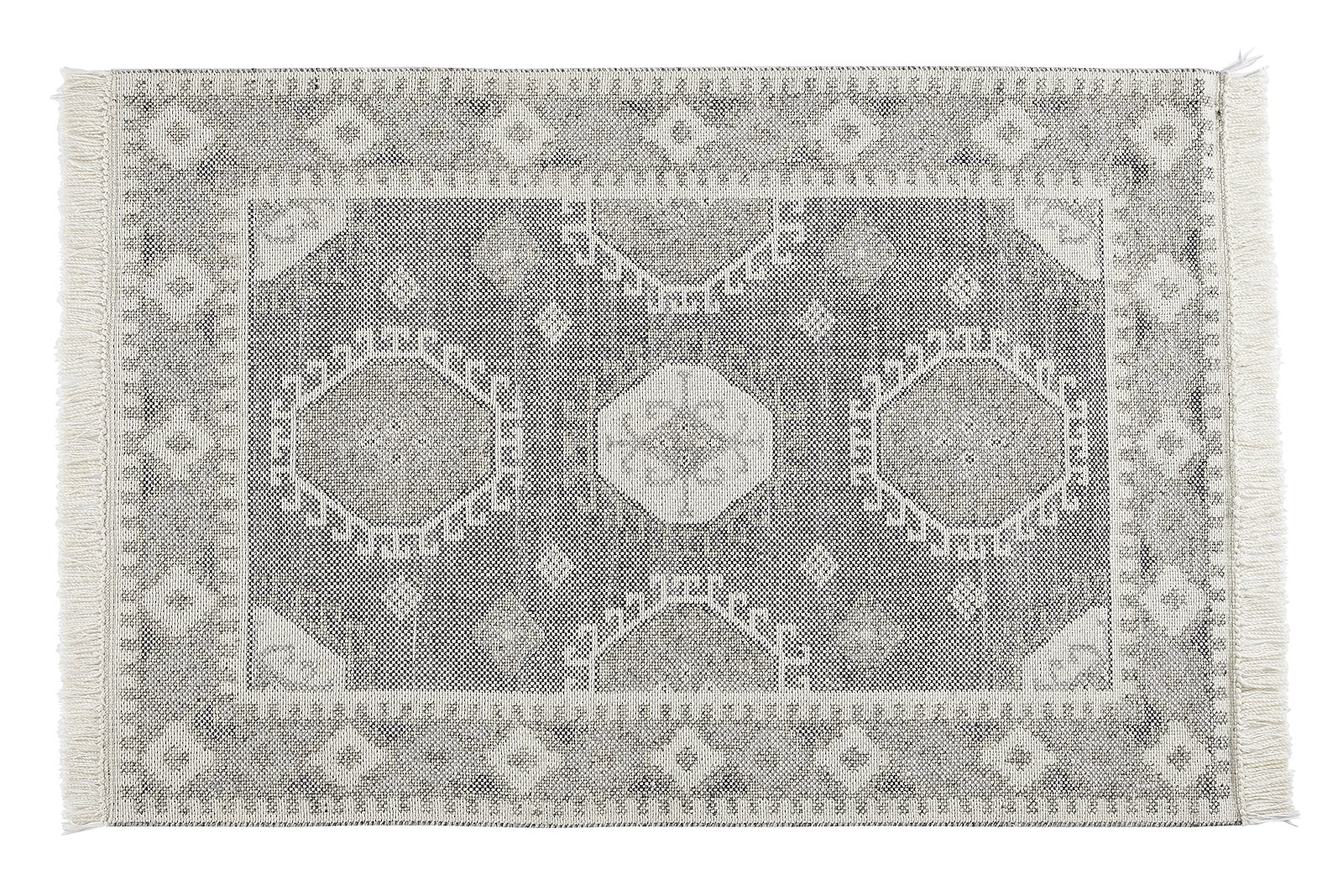 Rio teppe 200x290cm Antrasittsort farget ull/polyester jacquard vevd