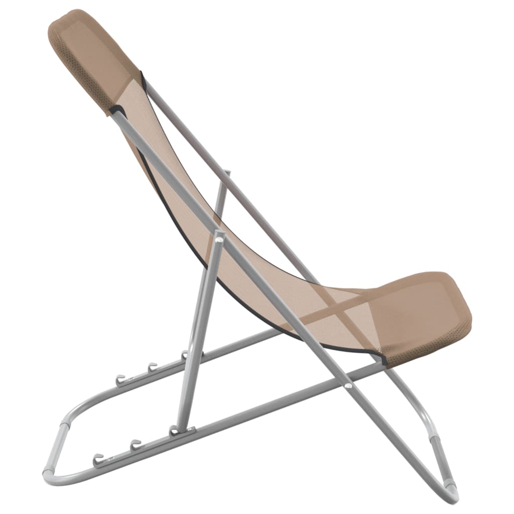 Chaises de plage pliantes 2pcs textilène acier enduit de poudre
