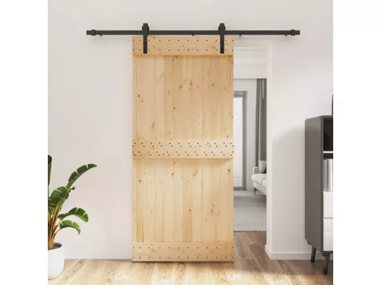 Porte coulissante et kit de quincaillerie 95x210 cm pin massif