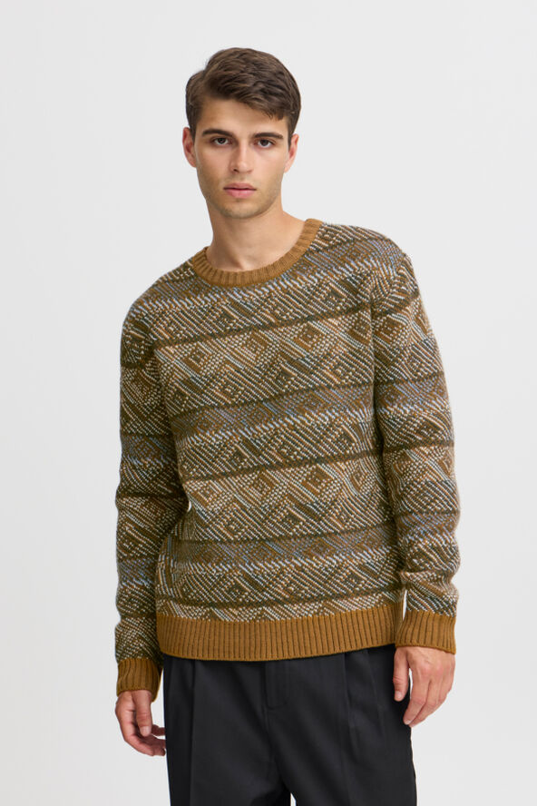 Casual Friday CFKLAES crew neck mulit knit Gothic olive