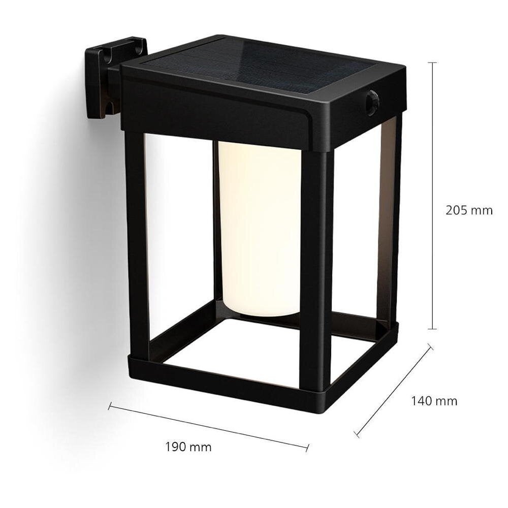 Camill LED-wandlamp op zonne-energie in zwart-wit, 1,4 W, 250 lm, IP44, met bewegingsmelder en schemersensor, vierkant