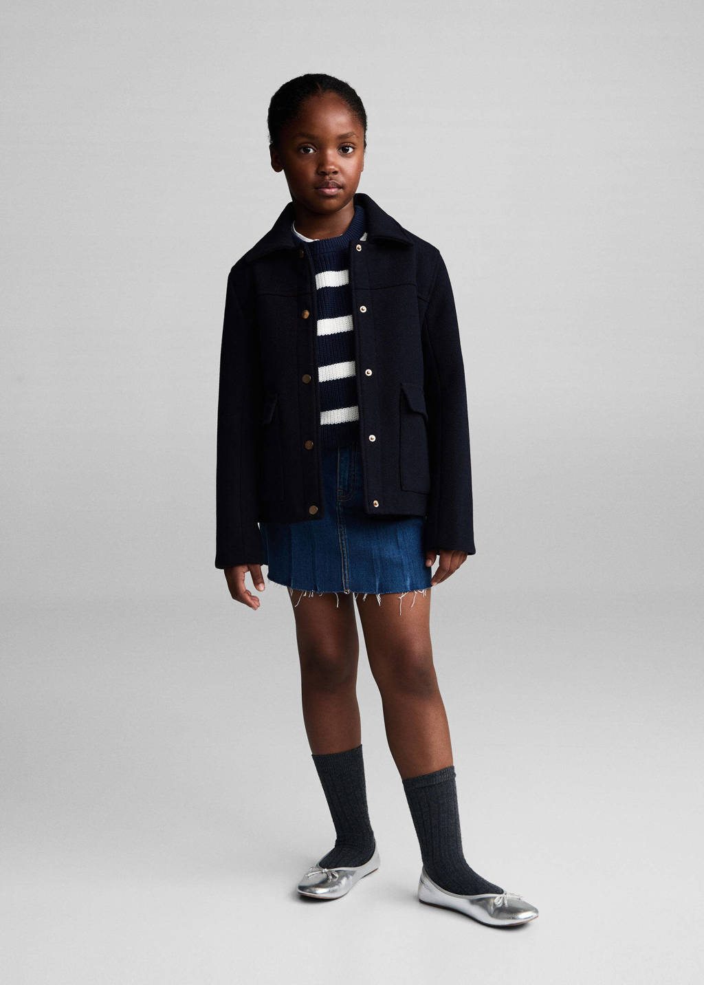 Mango Kids shacket jas donkerblauw