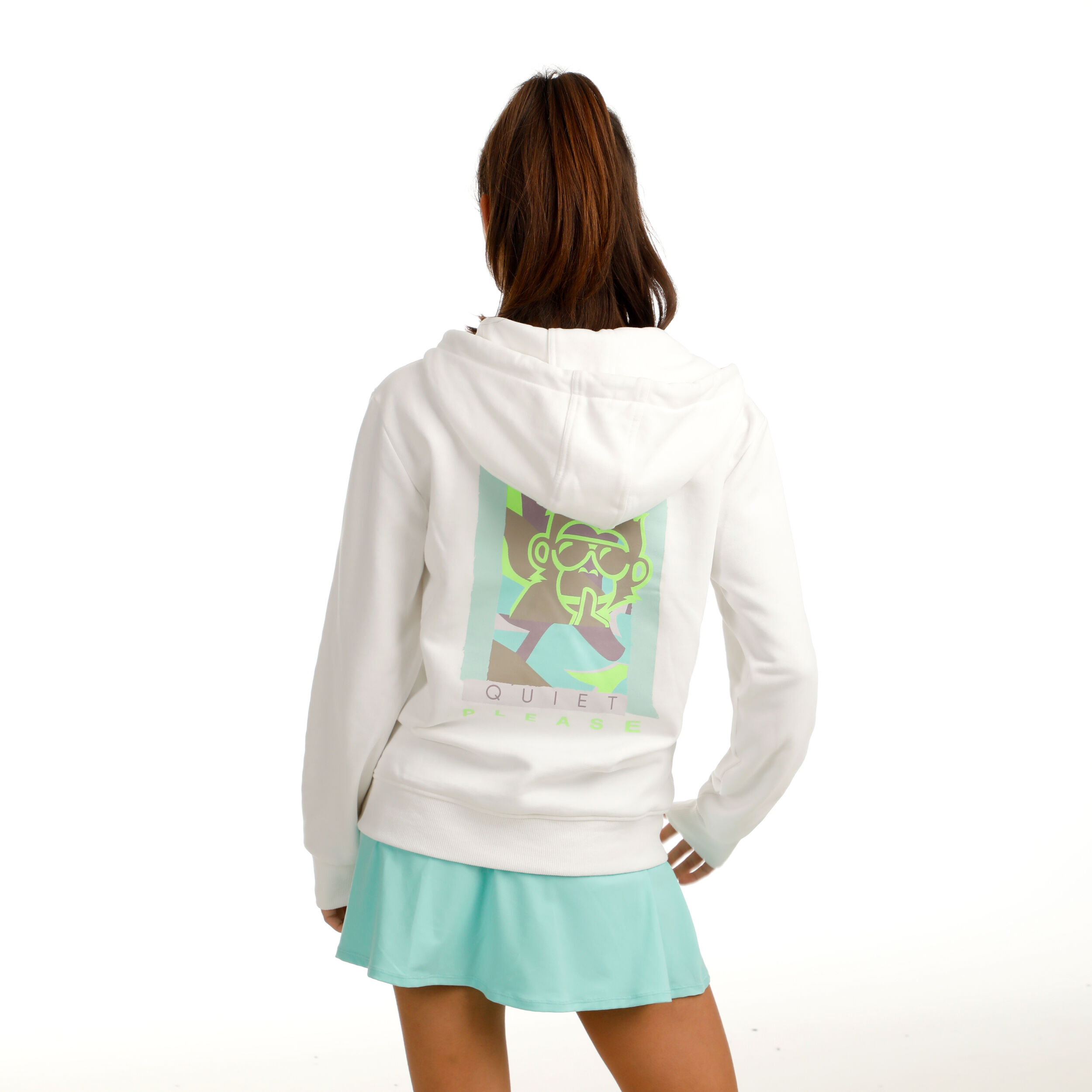 Quiet Please Wild Collage Zip Gilet En Coton Femmes - Blanc , Multicouleur