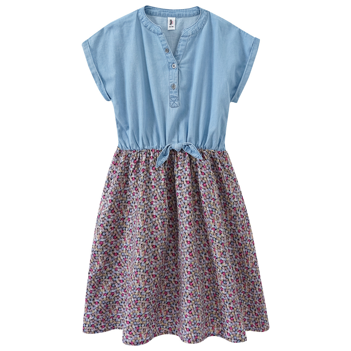 Yigga Mädchen Kleid mit Blümchen-Print hellblau / bunt