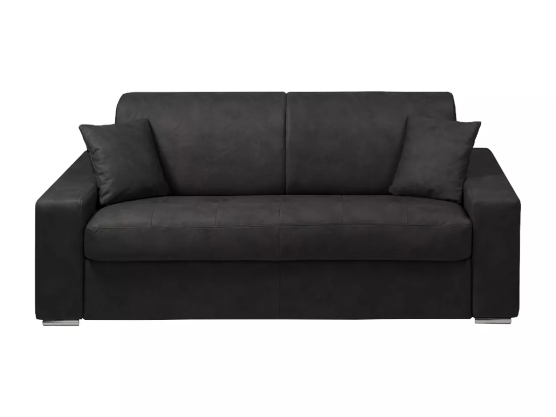 Canapé 3 places convertible express en tissu EMIR - Anthracite - Couchage 140 cm - Matelas 14 cm