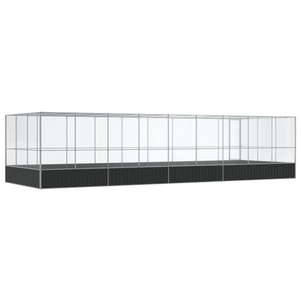 vidaXL Voliere med forlengelse sølv 932x307x212 cm stål