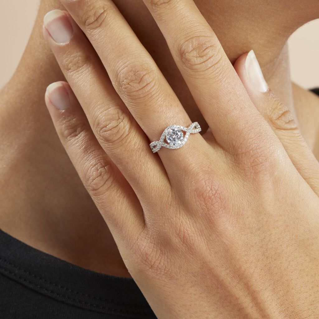 Bague Solitaire Anette Or Blanc Oxyde De Zirconium