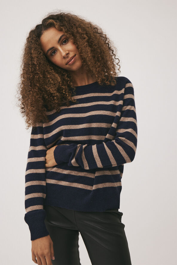 Magasin du Nord Collection Mabel 2 - 100% Cashmere Sand / navy stripe