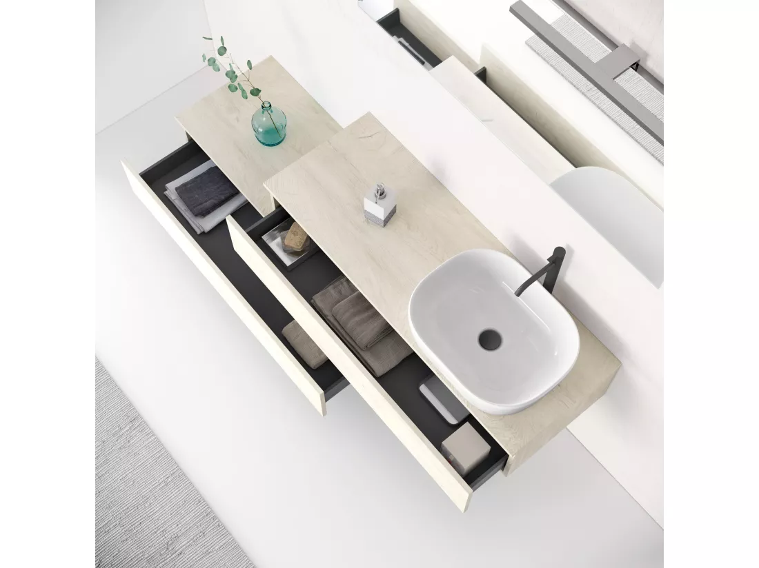 Composizione doppio lavabo 9 pezzi ASTRA rovere alaska