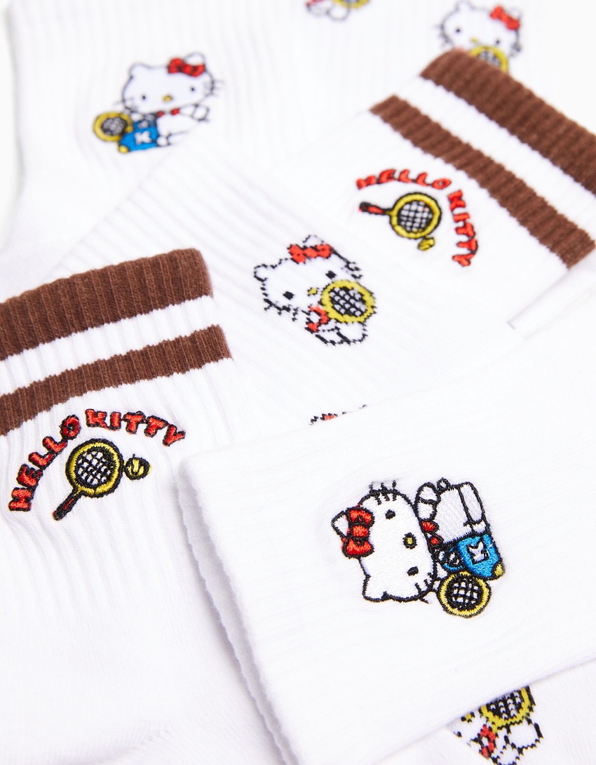 Pacote com 3 meias bordadas da Hello Kitty