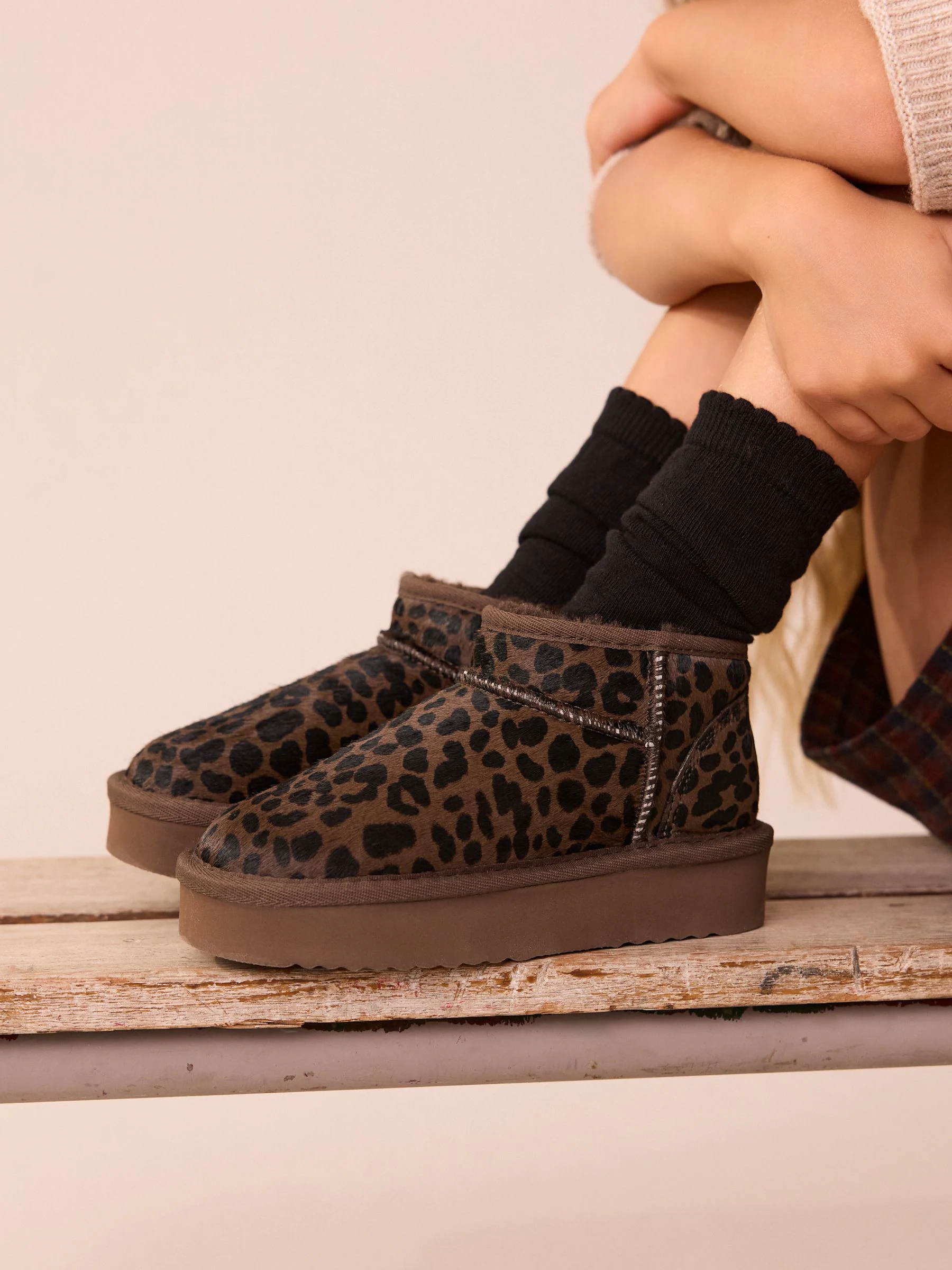 Chocolade Bruin luipaard Print - Lage schoenen mini warmgevoerde waterafstotende suède Boots