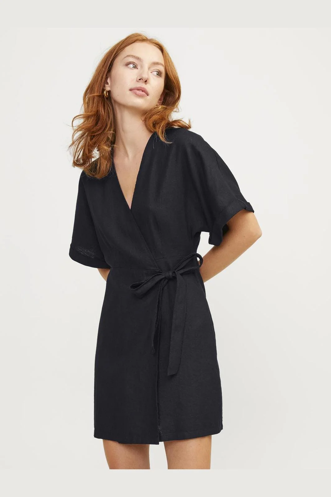 Jjxx Jxraya Linen Blend Wrap Dress 4523056 black