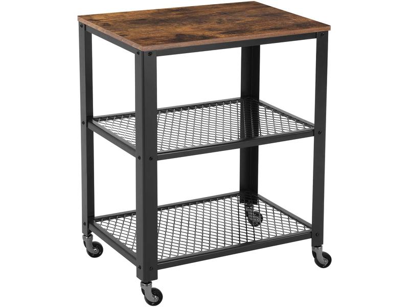 VASAGLE Bartrolley mit Rollen, 60 x 77.5 cm, Braun/Schwarz Moderner Barwagen