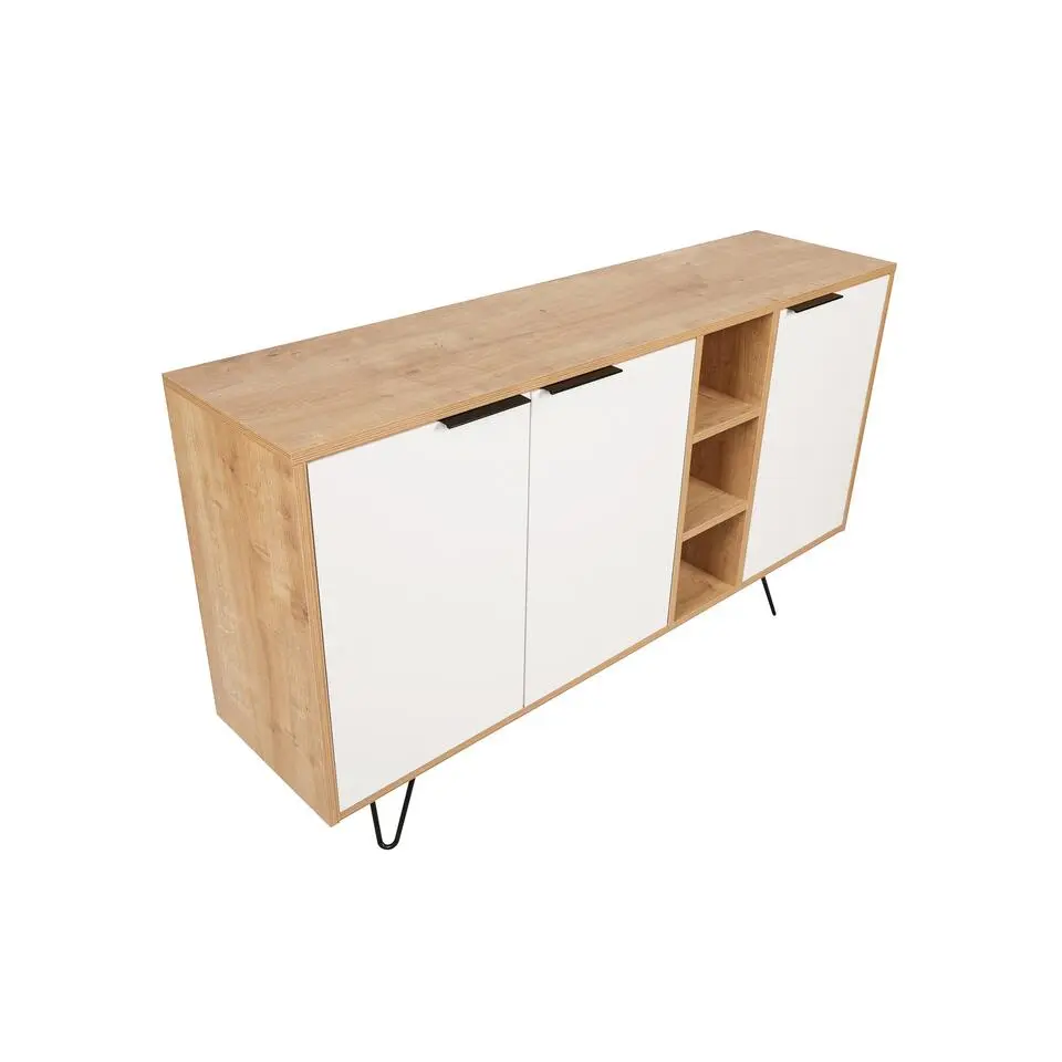 Emob Houten modeconsole - Melamine coating - 18 mm dik - Metalen poten - Eiken