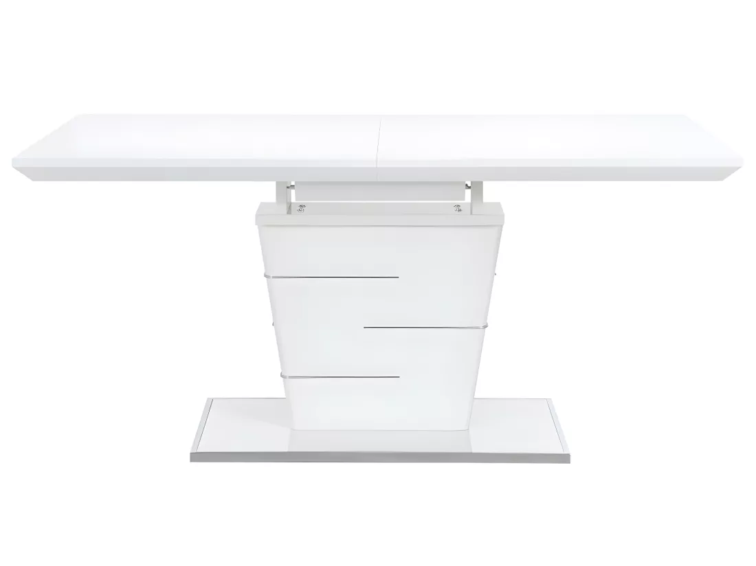 Table à manger extensible AMELLE - 6 à 8 personnes - MDF Laqué Blanc