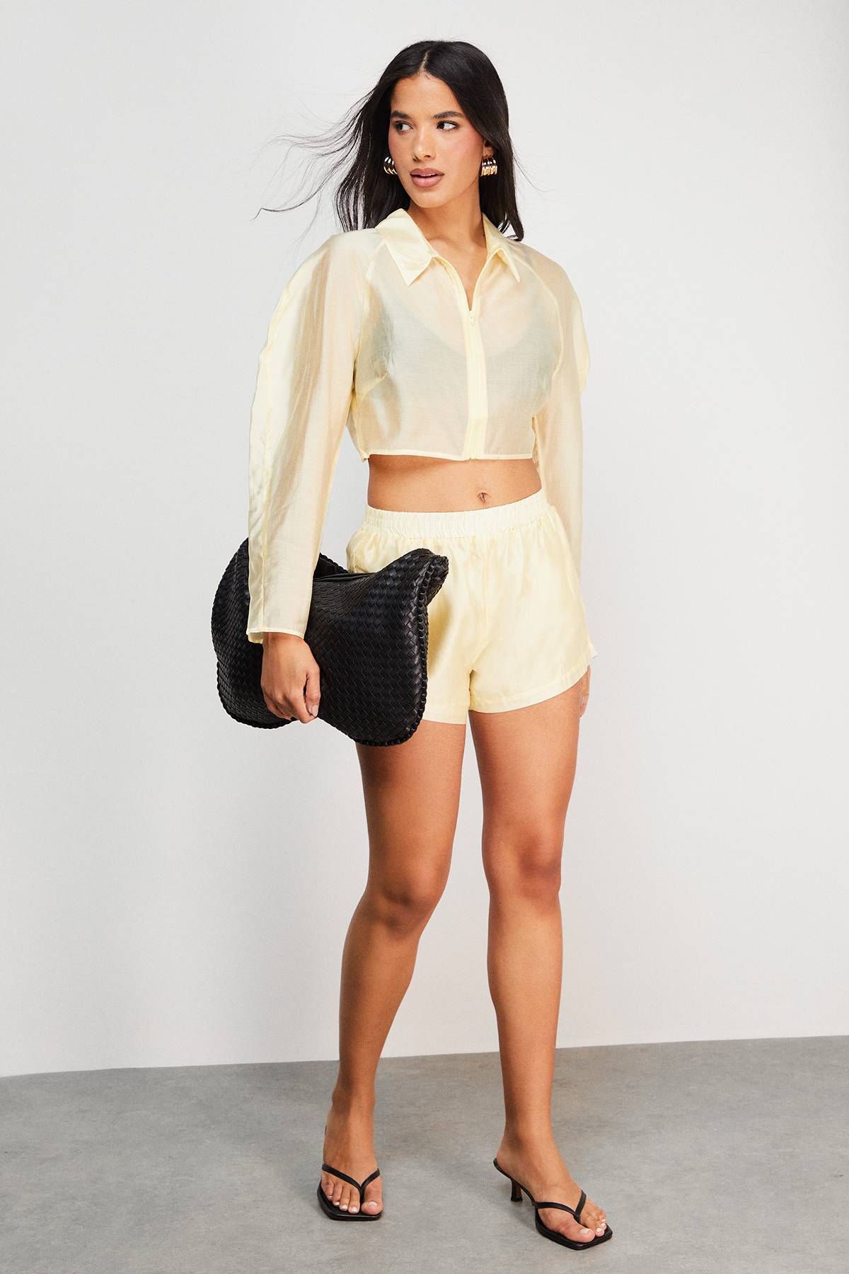 Warehouse Chemise Organza Boxy à Fermeture Éclair