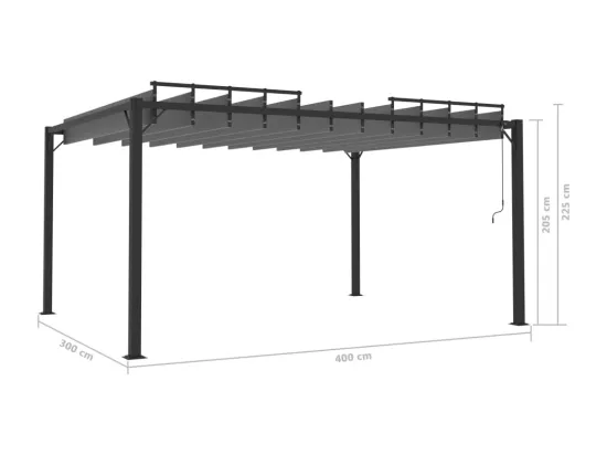 Tonnelle avec toit à persienne 3x4 m Anthracite Tissu aluminium