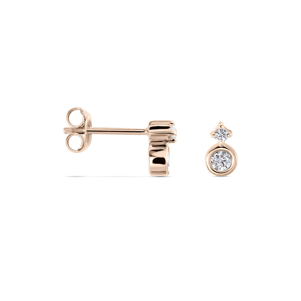 Boucles D'oreilles Puces Argent Rose Dorete Oxydes De Zirconium