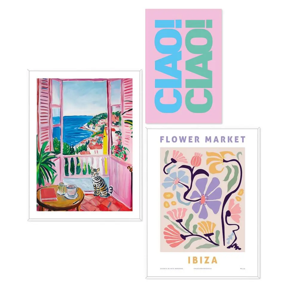 Set poster met lijst - Zomer aan Zee