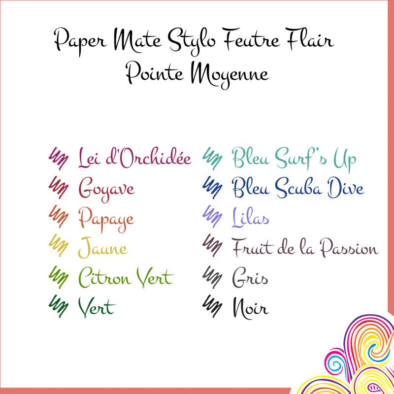 Stylo feutre Paper Mate Flair Tropical écriture moyenne - Pochette de 12