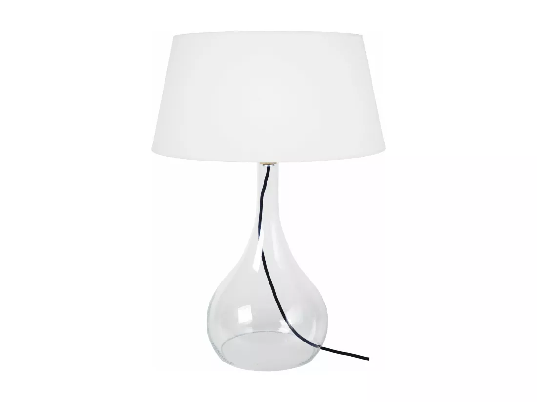 Lampe de salon vase verre transparent ,rouge 66 cm.