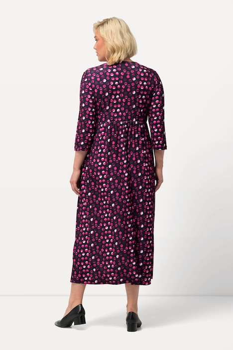 Jerseykleid, Punkte, A-Linie, Rundhals, 3/4-Arm