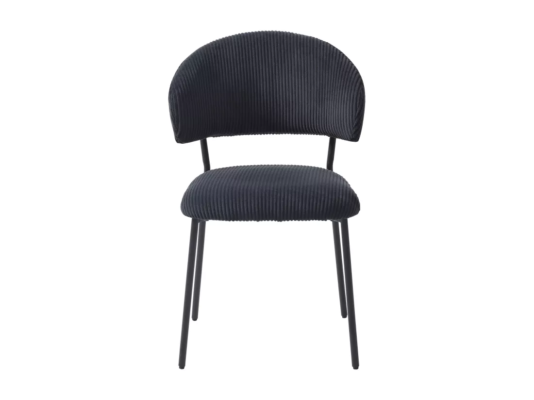 Lot de 2 chaises en velours côtelé et métal - Noir - ALAYIS
