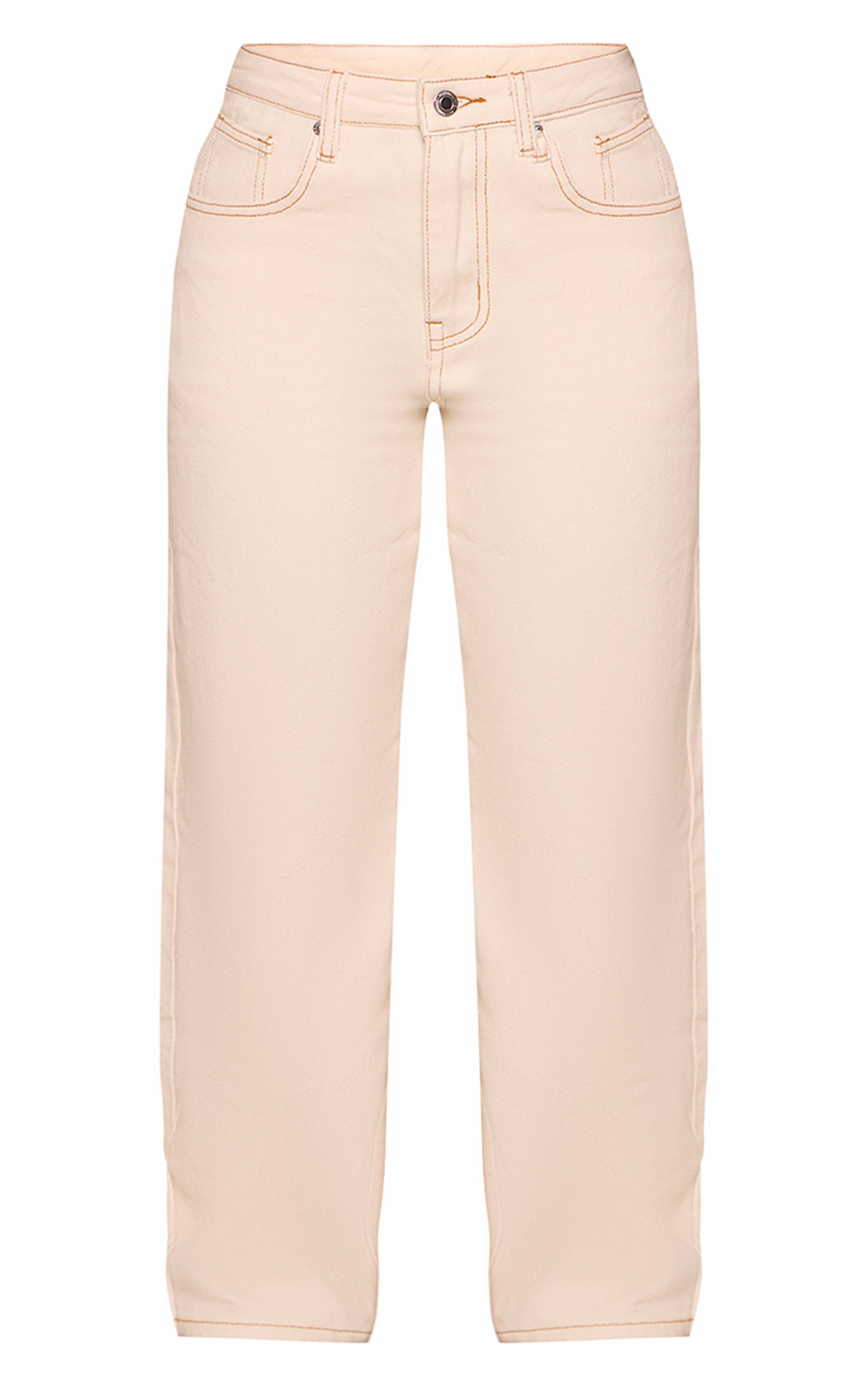 Ecru Jean Taille Haute Boyfriend Petite Taille Écru