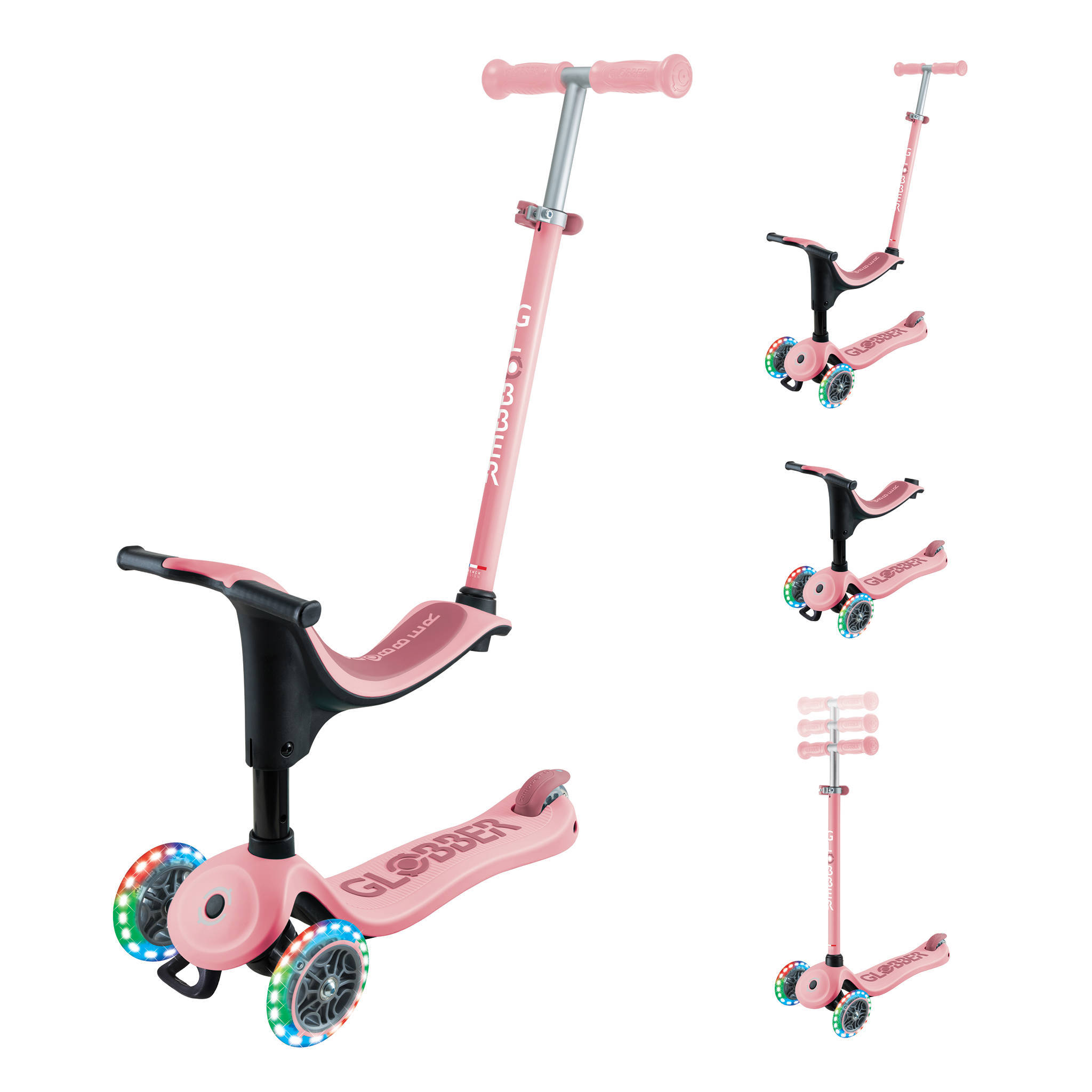 Globber Go Up Sporty Lights Pastel Pink