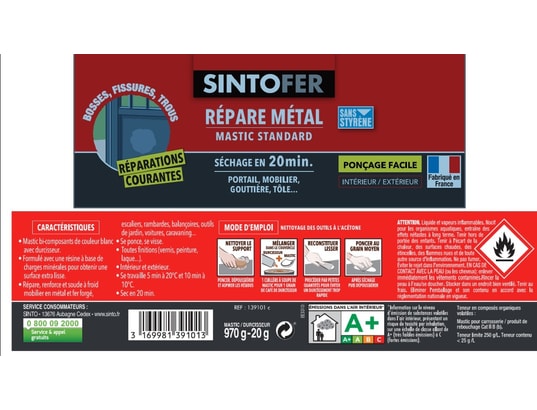 SINTO - Recharge pistolet à colle Mastic fer , 970 g