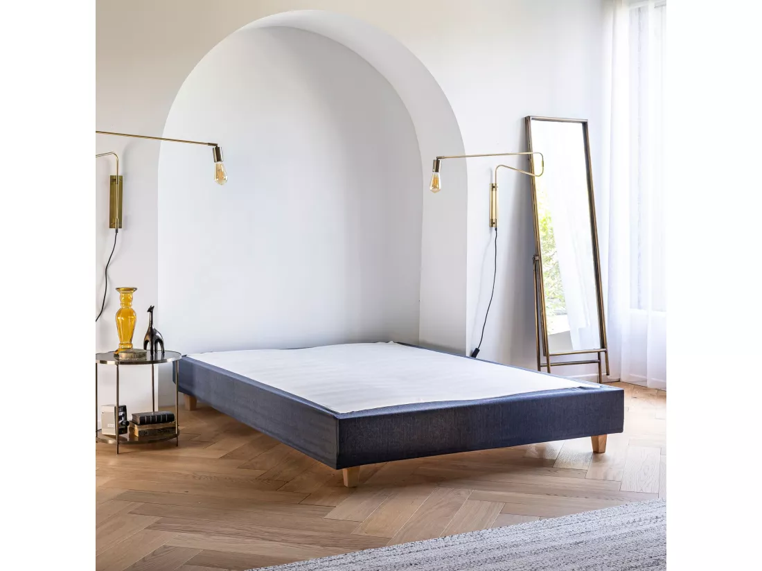 Cache-sommier LEAVE Marine- Someo 90x190 cm