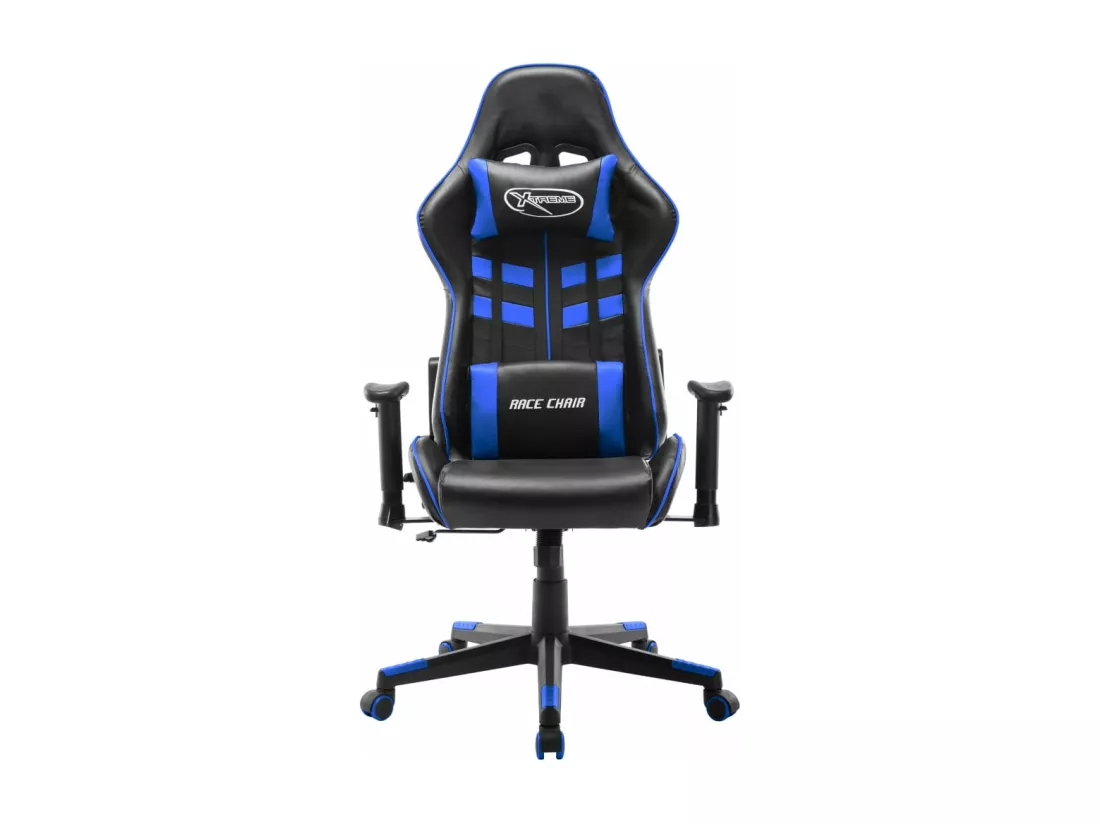 Chaise de jeu Noir et bleu Cuir artificiel