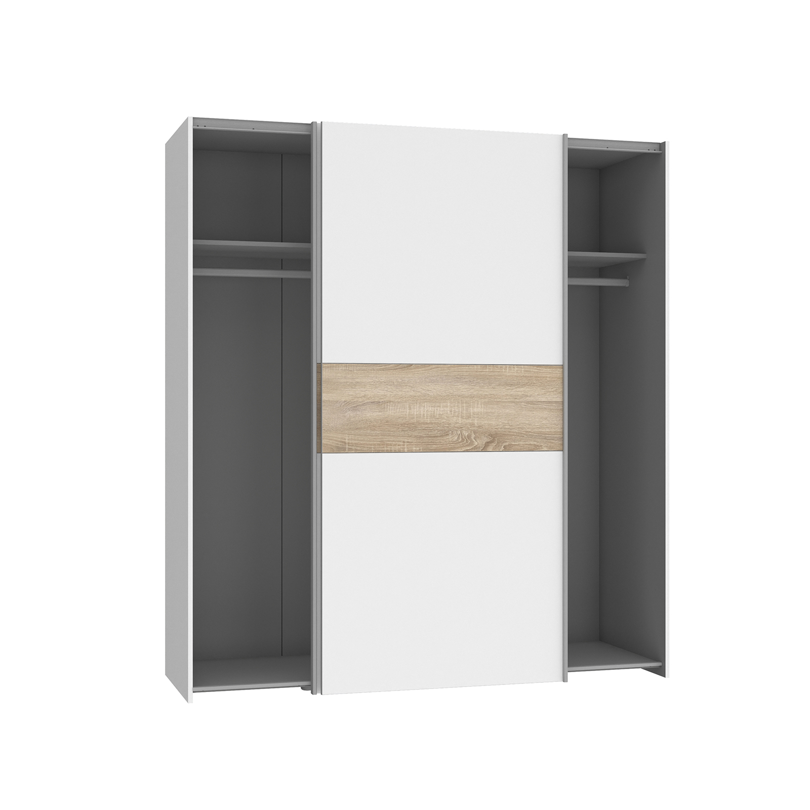 Schwebetürenschrank - weiß - mit Wechselbauchbinde - 170,3 cm