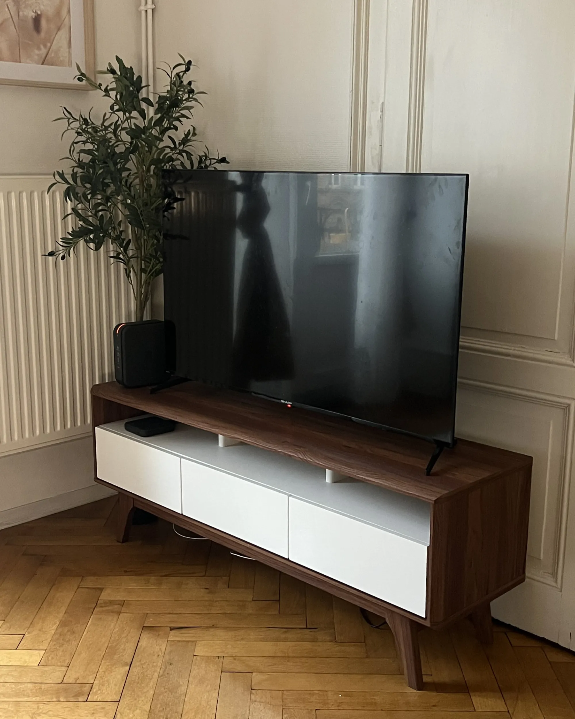 TV-meubel SYRACUSE Bruin/wit